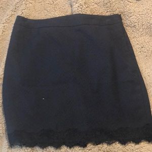 Loft black  small gray polka dot skirt with lace around bottom size 10